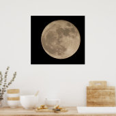 Moon Print Astronomie Lunar Full Moon Poster (Keuken)