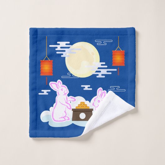 Moon Rabbit Mooncake Nuages Mooncake Festival à la (Gant de toilette)