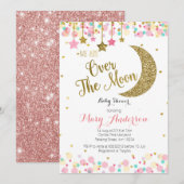 Moon Rainbow Baby shower Invitation Kaart (Voorkant / Achterkant)