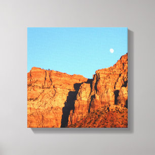 Moon, Red Rocks op Sunset Wrapped Canvas 12 x 12 i Afdruk