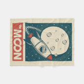 Moon Retro Galaxy Rocket Fleece Deken (Voorkant (Horizontaal))