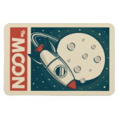 Moon Retro Galaxy Rocket Magneet (Horizontaal)