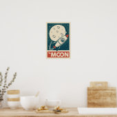 Moon Retro Galaxy Rocket Poster (Keuken)