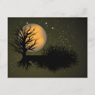 Moon Rise ~ Full Moonrise Tree & Night Sky Briefkaart