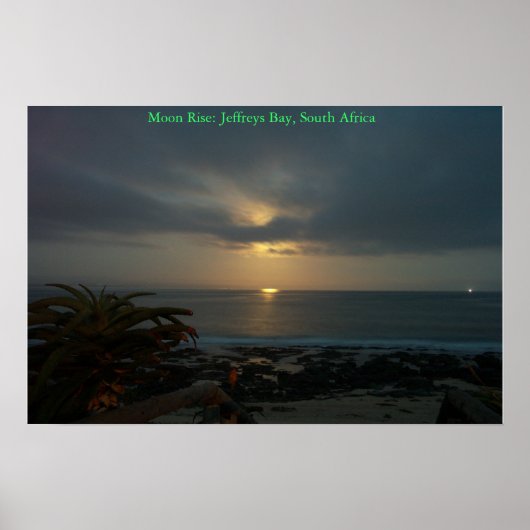 Moon Rise over Supertubes, J-Bay, Zuid-Afrika Poster (Voorkant)