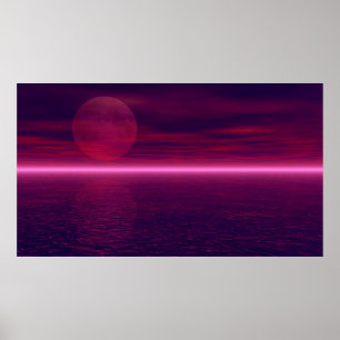Moon Rising Aquarium Achtergrond 2 Poster