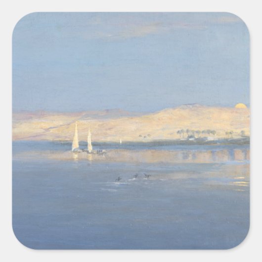 Moon Rising over Nile Vierkante Sticker (Voorkant)