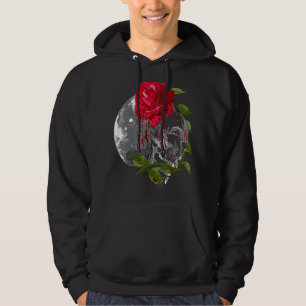 Moon Roos Skull Gothic Illustratie Emo Death Meta Hoodie