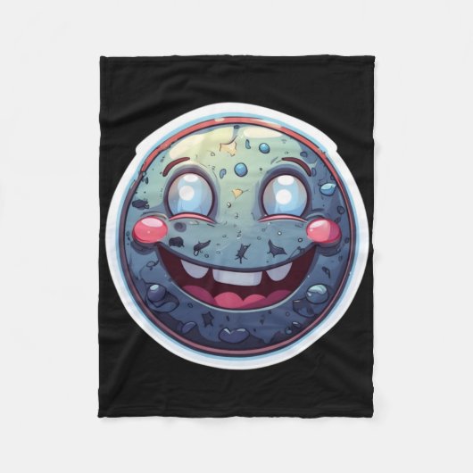 Moon Smiley Sticker Fleece Deken (Voorkant)
