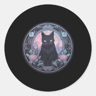 Moon Spiritueel Cat Witchy Black Cat Pastel Ronde Sticker