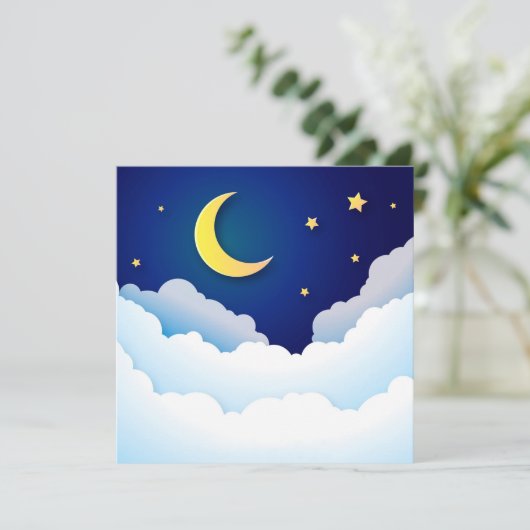 Moon, Star and Clouds Aankondiging (Staand voorkant)