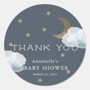 Moon Star Cloud Baby shower Dank u Sticker