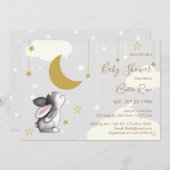 Moon Star Cloud Bunny Baby shower Uitnodiging (Voorkant / Achterkant)
