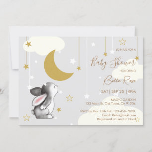 Moon Star Cloud Bunny Baby shower Uitnodiging