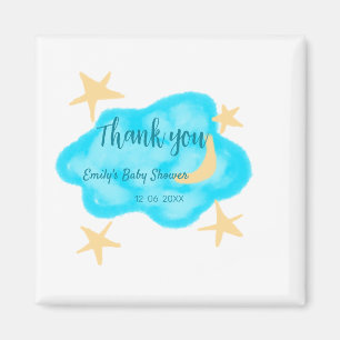 Moon star clouds waterverf baby shower naam toevoe magneet