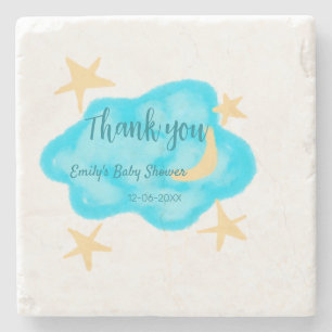 Moon star clouds waterverf baby shower naam toevoe stenen onderzetter