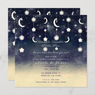 Moon Star Glow Celestial Waterverf Baby shower Kaart