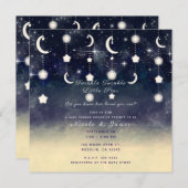 Moon Star Glow Hemelse Waterverf Baby shower Kaart (Voorkant / Achterkant)