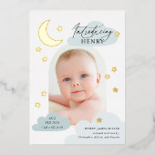 Moon Stars Arch Photo Faire-part de naissance Bleu (Recto)