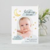 Moon Stars Arch Photo Faire-part de naissance Bleu (Debout devant)