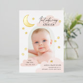 Moon Stars Arch Photo Faire-part de naissance rose (Debout devant)