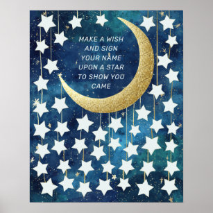 Moon & Stars Baby shower Guest Book Alternative Poster