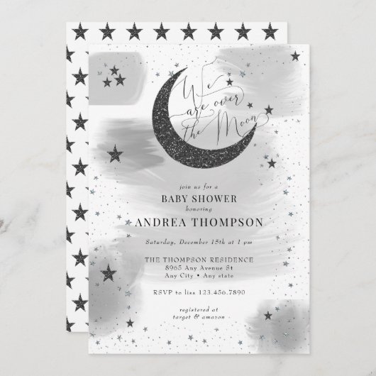 Moon Stars Baby shower Kaart (Voorkant / Achterkant)