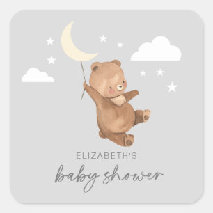 Moon Stars Beer Baby shower Vierkante Sticker