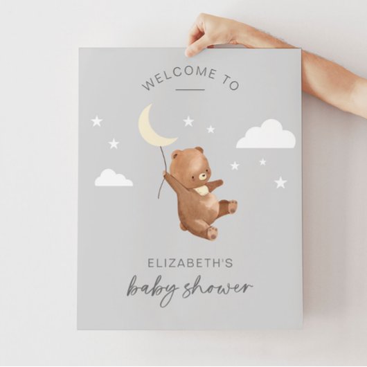 Moon Stars Beer Baby shower Welkom Poster