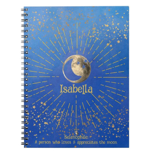 Moon Stars Blue Love Galaxy Sky Monogram Carnet (Devant)