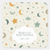 Moon & Stars Boho Baby Adoptie Douche Vierkante Sticker (Voorkant)