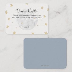 Moon Stars Boy Blue Diaper Baby shower Card Visitekaartje