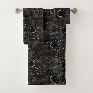 Moon Stars Celestial Black Bad Handdoek