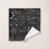 Moon Stars Celestial Black Bad Handdoek (Wasdoekje)