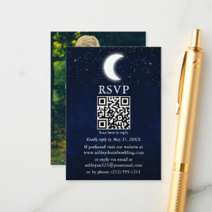 Moon Stars Celestial Wedding QR Foto RSVP Informatiekaartje