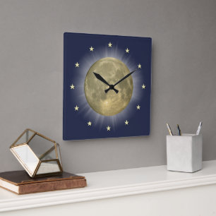 Moon & Stars 🌜 ⭐ Clock Vierkante Klok