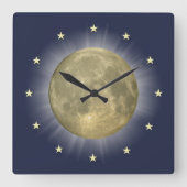 Moon & Stars 🌜 ⭐ Clock Vierkante Klok (Voorkant)