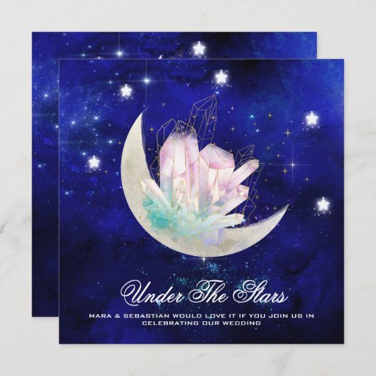 *~* MOON STARS CRYSTAL Website RSVP AR14 Huwelijk Kaart (Voorkant / Achterkant)