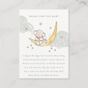 Moon & Stars Elephant Bunny Books for Baby shower Informatiekaartje