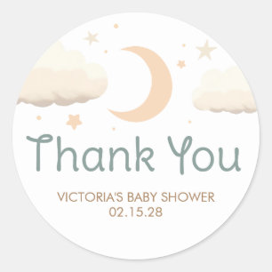 Moon Stars en Clouds Elegant Cute Hartelijk dank Ronde Sticker