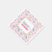 Moon, Stars en Clouds Patroon op Roze verjaardag Servet (Hoek)