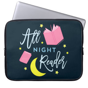 Moon Stars en Roze Boeken Al Nachtlezer Laptop Sleeve
