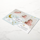 Moon & Stars Foto Collage Blue Birth Aankondiging (Gedraaid)