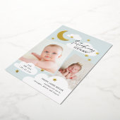 Moon Stars Foto Collage Blue Birth Aankondiging (Gedraaid)