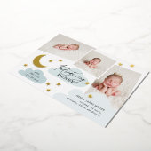 Moon & Stars Foto Collage Blue Birth Aankondiging (Gedraaid)