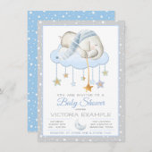 Moon Stars Garçon Elephant Baby Shower Invitations (Devant / Derrière)