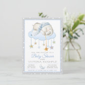 Moon Stars Garçon Elephant Baby Shower Invitations (Debout devant)