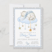 Moon Stars Garçon Elephant Baby Shower Invitations (Devant)