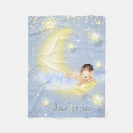 Moon Stars Gepersonaliseerde Baby Boy Deken (Voorkant)