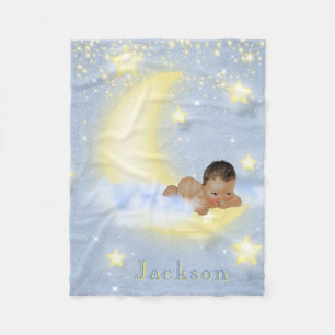 Moon Stars Gepersonaliseerde Etnische Baby Jongen Fleece Deken